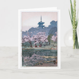 Cartão Sankei-en Garden, Hiroshi Yoshida, Woodcut