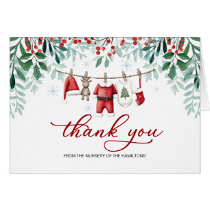 Cartão Santa Baby Aniversário de Bebê Natal Obrigado