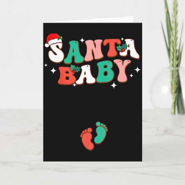 Cartão Santa Baby Christmas Pregnancy Announcement Pregna (Frente)