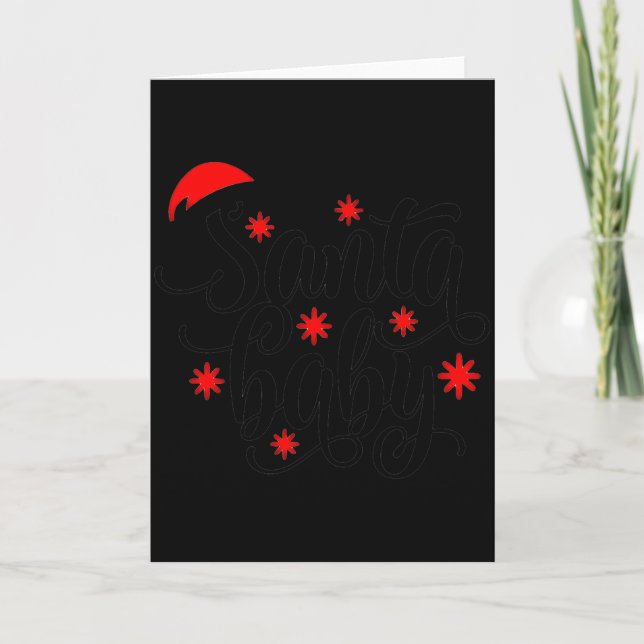 Cartão Santa Baby Pregnancy Announcement Christmas Santa  (Frente)