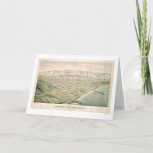 Cartão Santa Barbara, mapa panorâmico 1877 do CA (1581A)