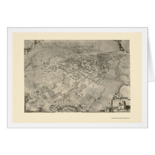 Cartão Santa Barbara, mapa panorâmico de CA - 1896