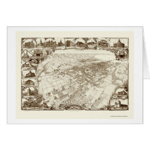 Cartão Santa Barbara, mapa panorâmico de CA - 1898