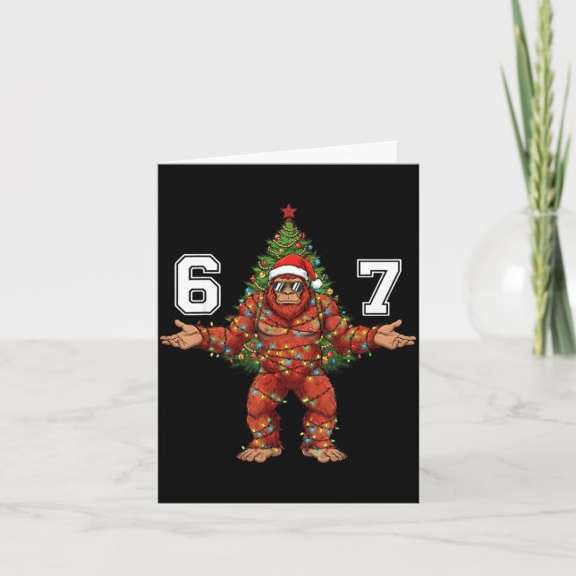 Cartão Santa Bigfoot 67 Christmas Tree Xmas Lights Funny  (Frente)