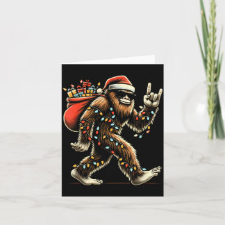 Cartão Santa Bigfoot Christmas Lights Funny Sasquatch