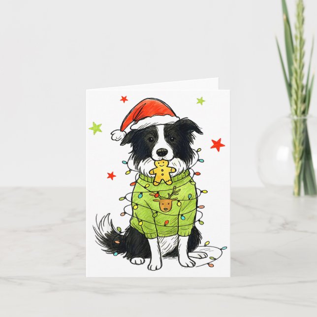 Cartão Santa Border Collie Christmas Border Collie Dog Mo (Frente)