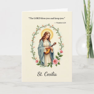Cartão Santa Cecília Paz e Bênçãos de Deus Escritura