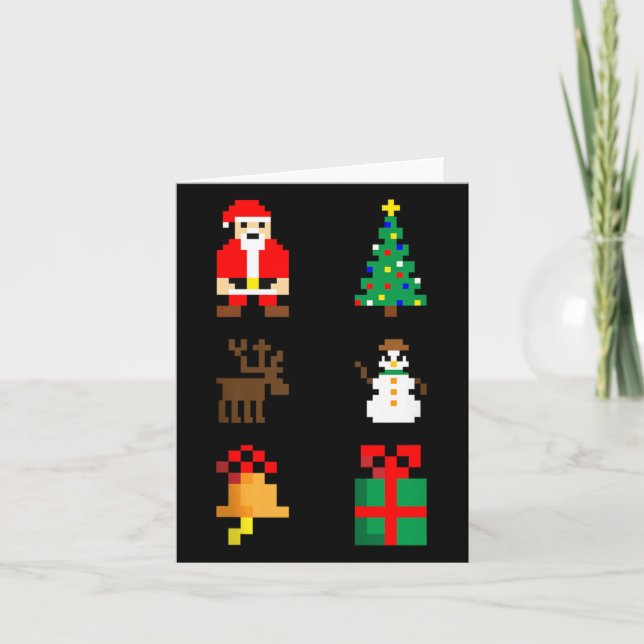 Cartão Santa Christmas Tree Deer Snowman Bell Gift Xmas X (Frente)