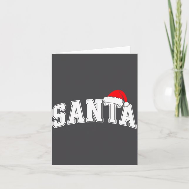 Cartão Santa Christmas Varsity Text With Hat Family Xmas  (Frente)