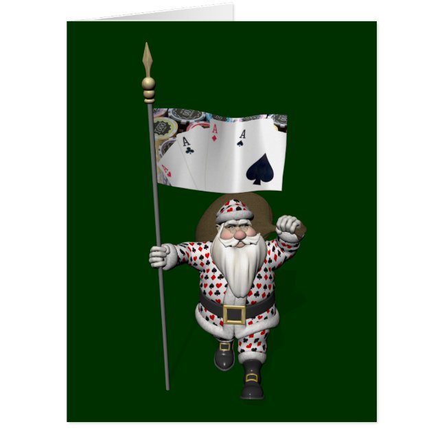 Cartão Santa Claus ama Jogando Poker (Frente)