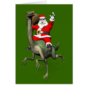 Cartão Santa Claus Andando Em Gallimimus
