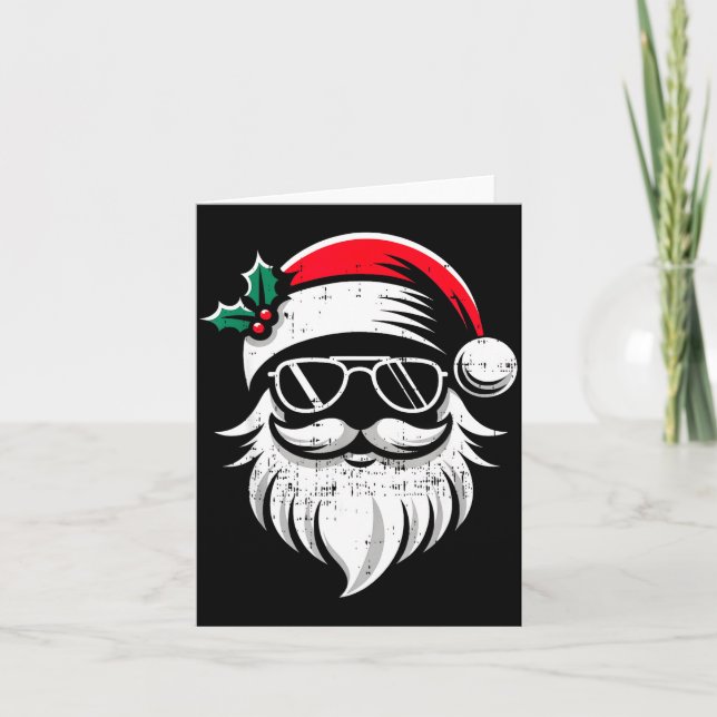 Cartão Santa Claus Face Sungles With Hat Beard Christmas  (Frente)