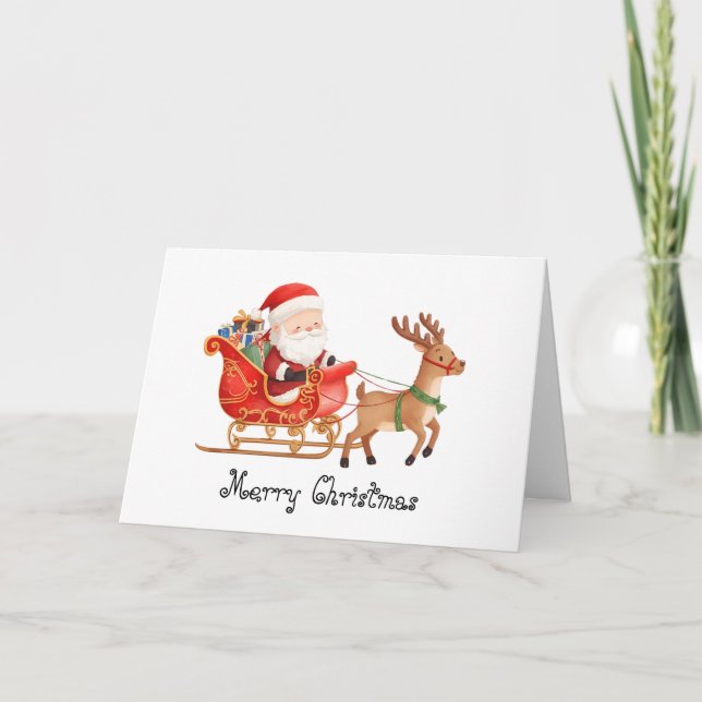 Cartão Santa Claus is coming whimsical Greeting Card (Frente)