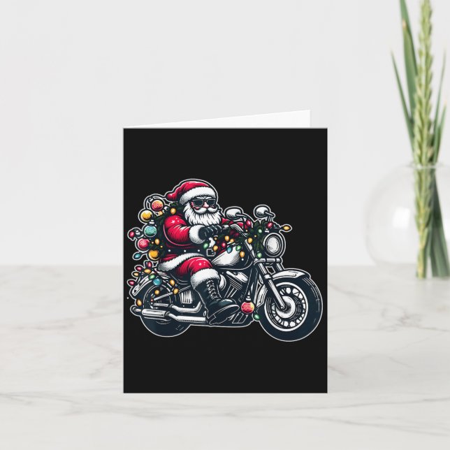 Cartão Santa Claus On Motorcycle Funny Biker Christmas Xm (Frente)