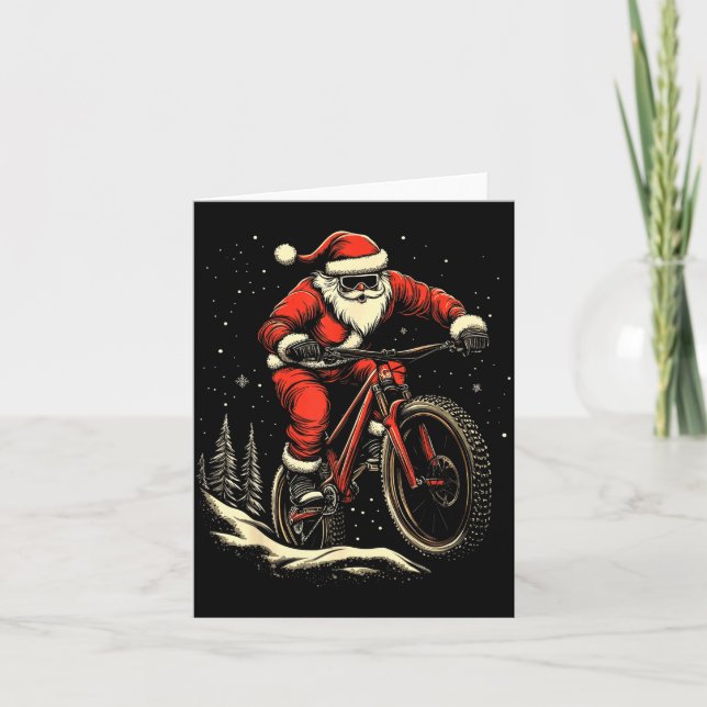 Cartão Santa Claus Riding Mountain Bike Christmas Funny M (Frente)
