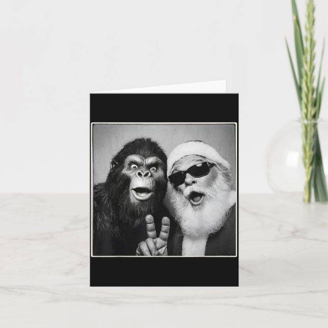 Cartão Santa Claus Selfie Bigfoot Christmas Funny Sasquat (Frente)