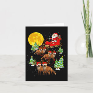 Cartão Santa Claus Sleigh & Reindet Foxes Xmas Pajam