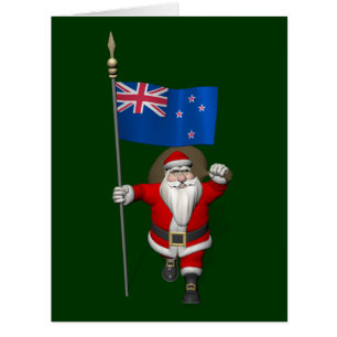 Cartão Santa Claus With Ensign Of New Zealand
