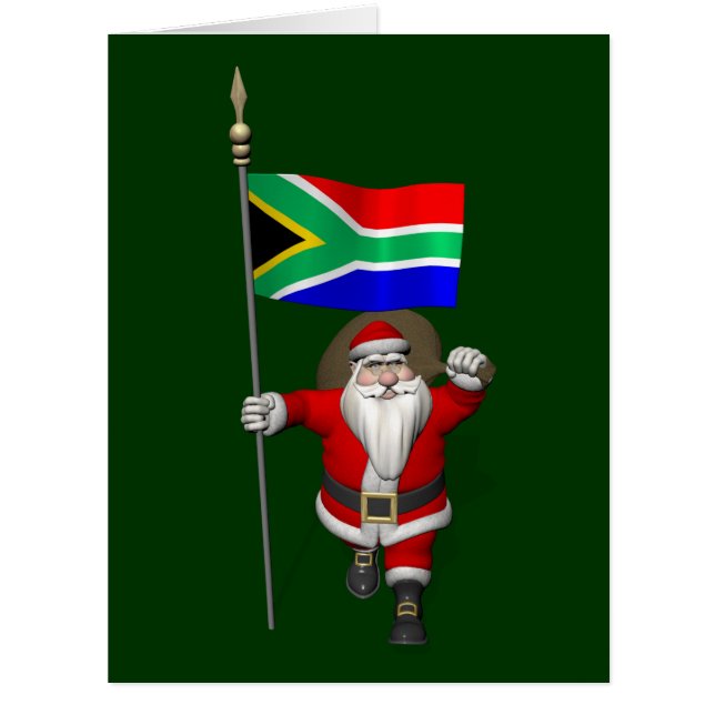 Cartão Santa Claus With Ensign Of South Africa (Frente)