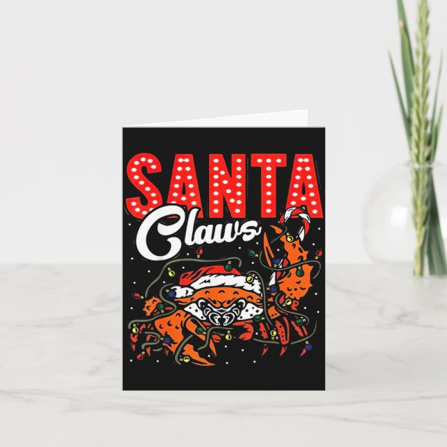 Cartão Santa Claws Christmas Funny Crab Lights Holiday Ca (Frente)
