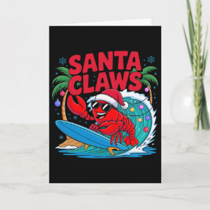 Cartão Santa Claws Funny Natal Lagosta Com Palmeira
