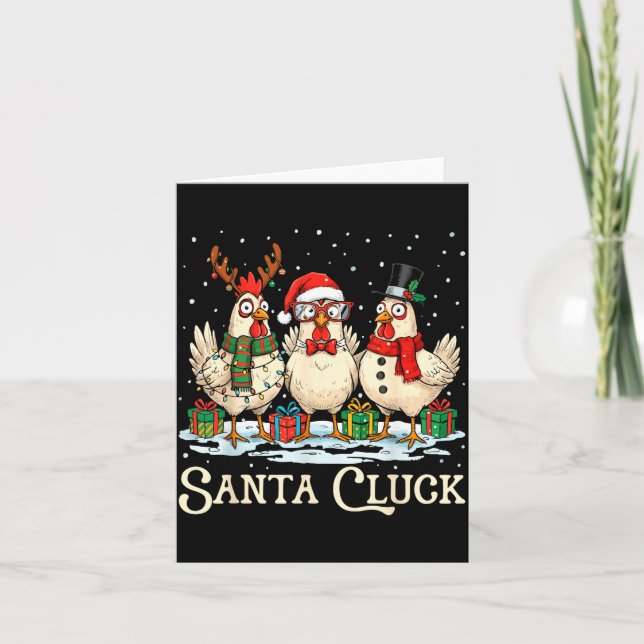 Cartão Santa Cluck Chicken Christmas Farm Animal Funny  (Frente)