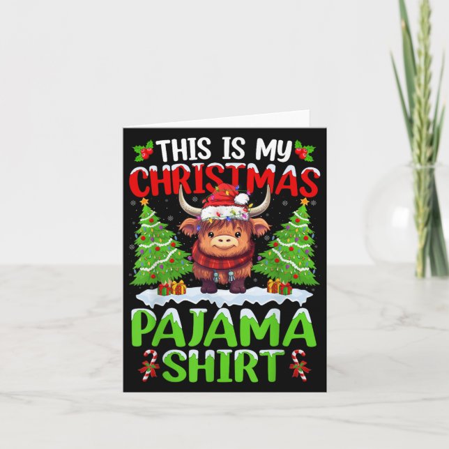 Cartão Santa Cow Xmas Tree Lights This Is My Christmas Pa (Frente)