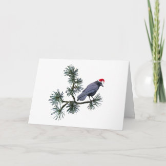 Cartão Santa Crow Pine Christmas Card