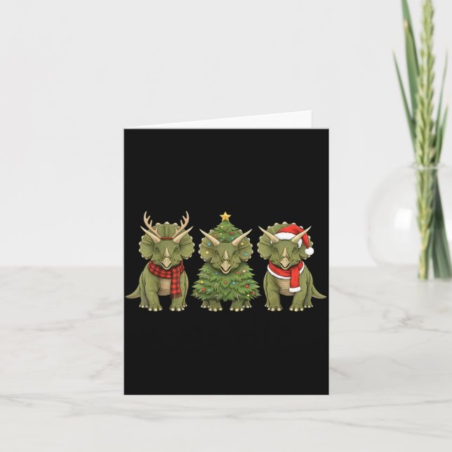 Cartão Santa Dinosaur Christmas Tree Triceratops Lover Xm (Frente)