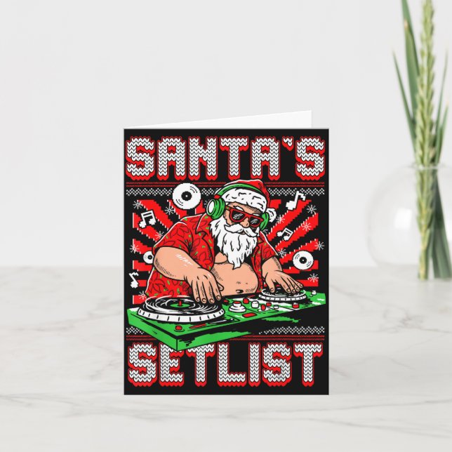 Cartão Santa Dj Musician Santa’s Setlist House Music Ugly (Frente)