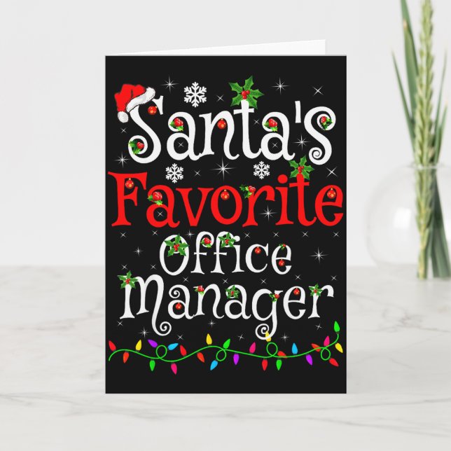 Cartão Santa Favorite Office Manager Christmas Family Fun (Frente)