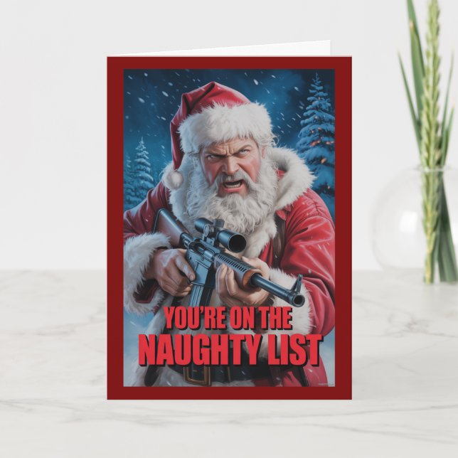 Cartão Santa Gun You're On The Naughty List 2A (Frente)