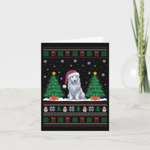 Cartão Santa Hat Akbash Cão Árvore de Natal Luzes Feias