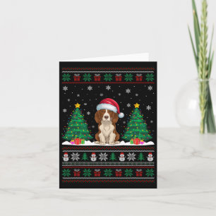 Cartão Santa Hat Brittany Spaniel Dog Xmas Tree Lights Ug