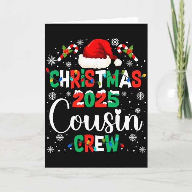 Cartão Santa Hat Christmas 2025 Cousin Crew Xmas Matching (Frente)