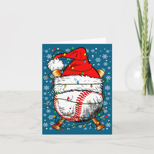 Cartão Santa Hat Christmas Baseball Player Srts For Men B (Frente)