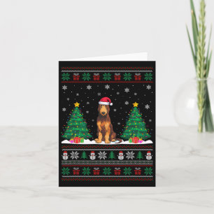 Cartão Santa Hat Irish Wolfhound Dog Xmas Tree Lights Ugl