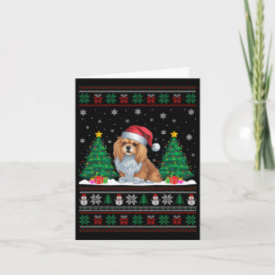Cartão Santa Hat Lhasa Apso Cão De Natal Luzes Ugl