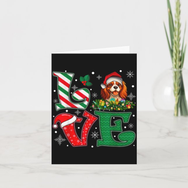 Cartão Santa Hat Love Cavalier King Charles Spaniel Dog X (Frente)