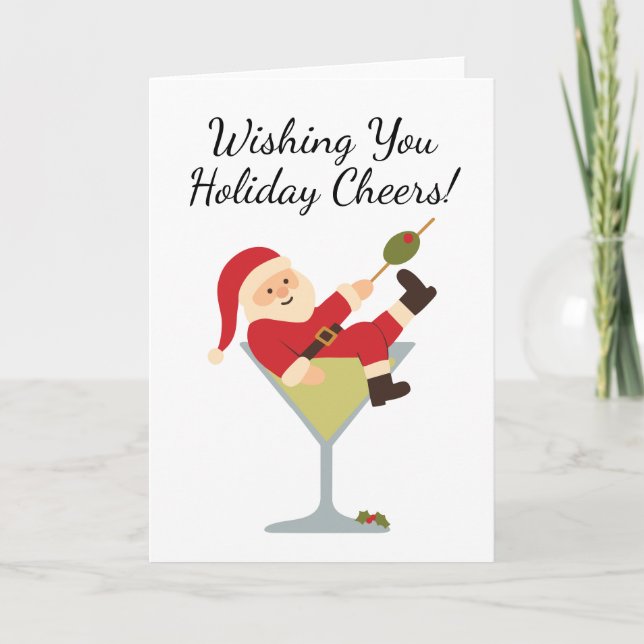 Cartão Santa Martini Holiday Cheers Christmas Card (Frente)