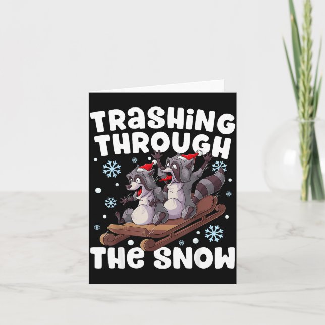 Cartão Santa Racoon Trashing Through The Snow Cute Christ (Frente)