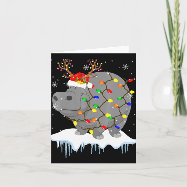 Cartão Santa Reindeer Hip Xmas Light Santa Reindeer Hip  (Frente)