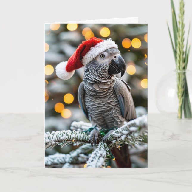Cartão Santa’s Little African Grey Helper  (Frente)