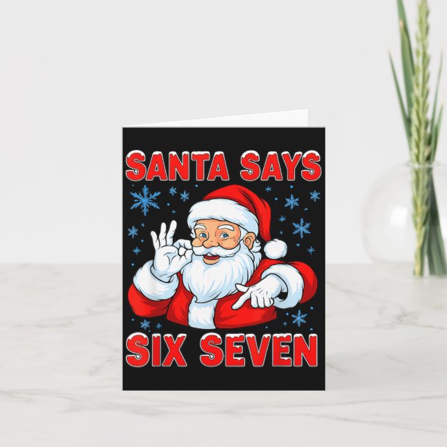 Cartão Santa Says Six Seven Funny Gen Z Christmas Gag Bra (Frente)