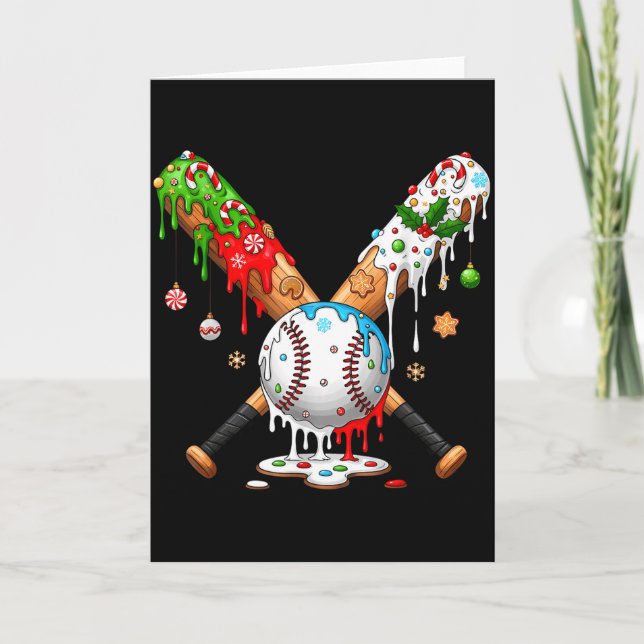 Cartão Santa Srts Design For Men Boys Christmas Baseball  (Frente)