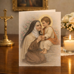 Cartão Santa Teresinha com Menino Jesus Católica
