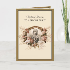 Cartão Santa Virgem Dourada do Padre Católico Elegante