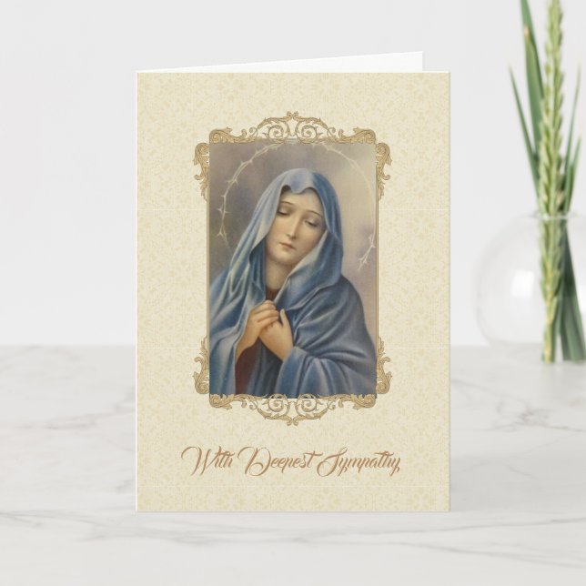 Cartão Santa Virgem Mãe Mary Simpatia Condolência (Frente)