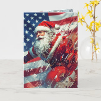 Cartão Santa Wishes you a Star Spangled Holiday