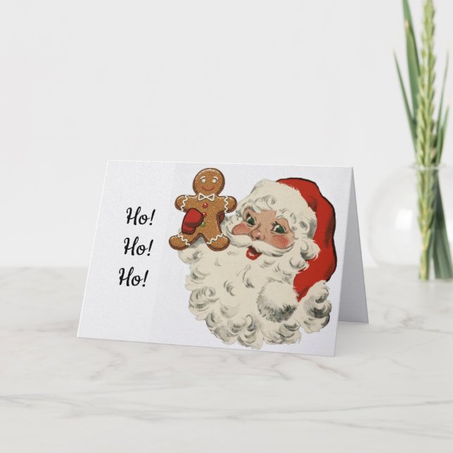Cartão Santa With Gingerbread Man Christmas Card (Frente)